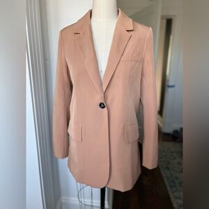 Tan blazer with single button front